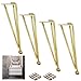 Juego de 4 Patas de Mesa en Metal,Hierro Pies de Sofá de Reemplazo,Moderno Comedor Patas,Patas de Gabinete,Pierna para Muebles Hairpin,DIY Escritorio Taburete Accesorios,Con Tornillos(gold41cm)