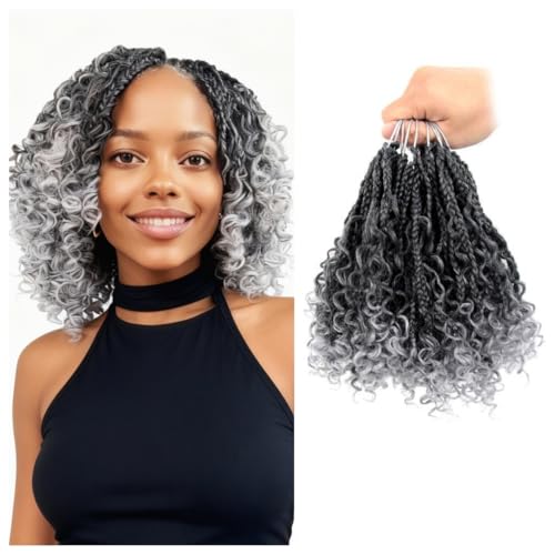 CISINPO 9 Packs Goddess Box Braids Crochet Hair 8 Inch