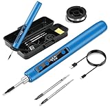 Cordless Soldering Iron Kit - 1100mAh USB Rechargeable Portable Cordless Soldering Gun - LCD Digital Adjustable Temperature Thermostatic for Home Appliance Repair, DIY