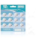 POWEROWL Pile CR2032 Lithium 3V, Lot de 12 Piles Bouton Haute Performance pour Clé de Voiture, Montre, Balance, Télécommande