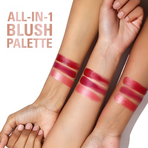Image of Revolution Blush Icon Palette, Cream & Pressed Powder Blusher, Highly Pigmented, Face Palette, Vegan & Cruelty-Free, 3 Shades, My Cherry Truth, 9.8gm