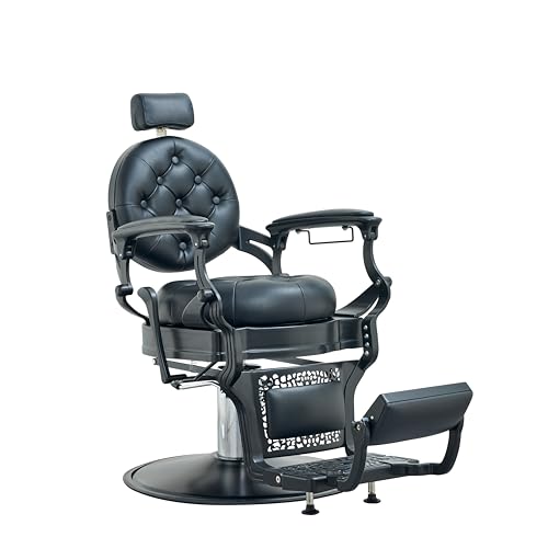 Vintage Barber Chair for Hairdressers Heavy Tattoo Shampoo Beauty Salon Equipment(Black)