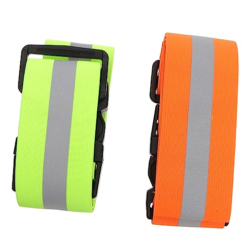 Toddmomy 2pcs High Visibility Reflective Safety Bands for Night Running Cycling and Walking Elastic Waist Belts with Reflective Stripes Fluorescent