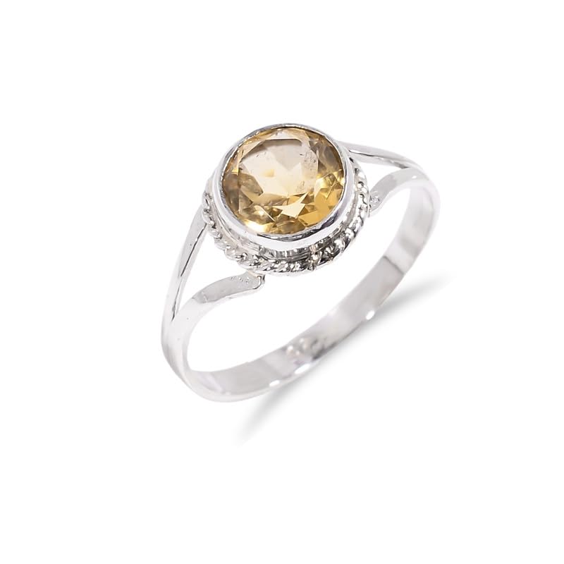 Bague en citrine et argent sterling 925 fait main de haute joaillerie