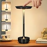 Cordless Table Lamp,Wireless LED Table Lamp Rechargeable for Indoor Outdoor,3 Color Stepless Dimming Night Light Touch Lamp,Battery Operated Table Lamps,Protable Desk Lamp for Home Restaurant Patio