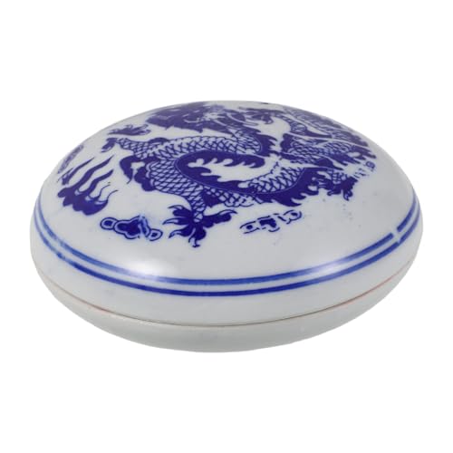 NUOBESTY Almohadilla Redonda Yinni de Cerámica con Caja de Porcelana para Sellos de Nombre y para Principiantes y Decoración de Oficina