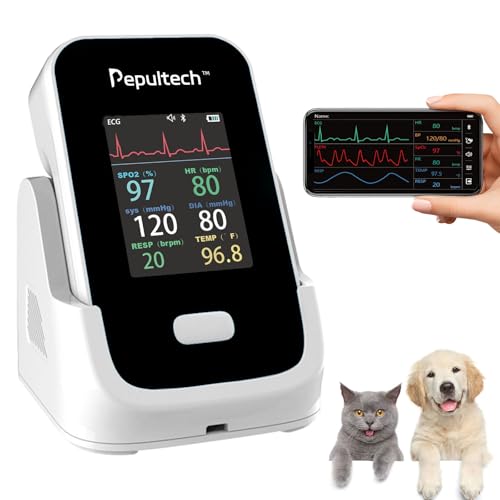Image of 6 Parameters Veterinary Vital Signs Monitor,Bluetooth Veterinary Pulse Oximeter for Dogs, Rechargeable Blood Pressure Monitor for Pets,Oxygen Spo2 Monitoring Tools for Family Clinic Use