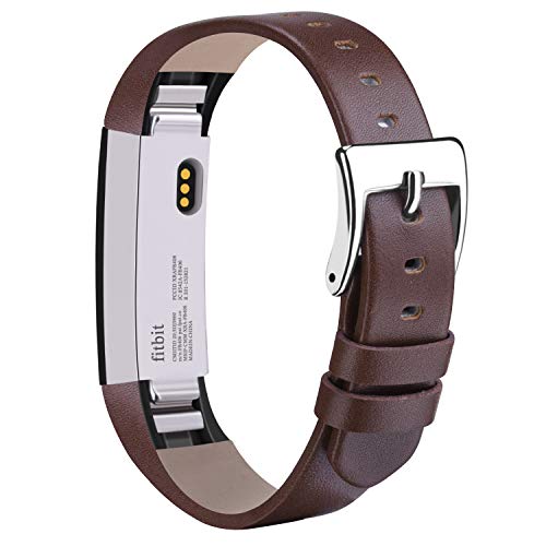 Vancle Compatible with for Fitbit Alta Bands Leather, Adjustable Replacement Accessories Fitbit Alta HR Bands for Women Men (3. Coffee)