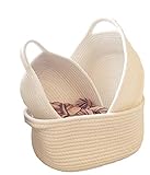REM Concepts Woven Baskets, Cotton Rope Organizers and Storage Baskets with Handles - Set of 3 in S-M-L Sizes - Tidy Up Any Area - Neutral Color - Fits Any Home Decor!