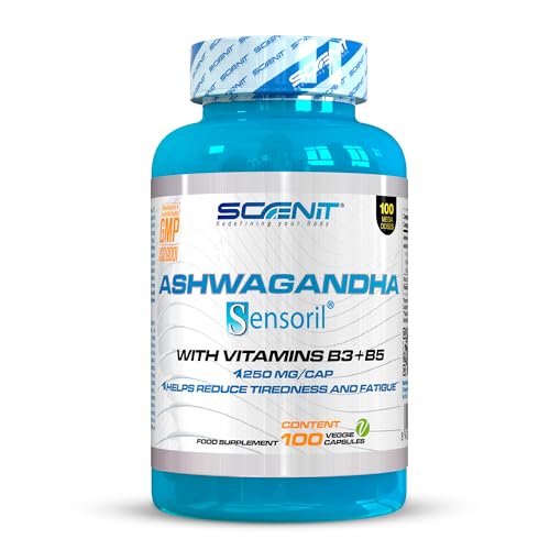 Ashwagandha capsulas - Ashwagandha Sensoril con más de 10% withanólidos, con Vitamina B3 y Vitamina B5-250 mg por cápsula - 100 cápsulas veganas para 100 días