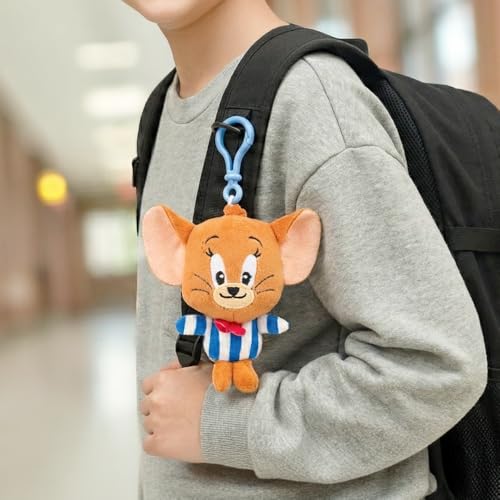 Image of Mirada Official Tom & Jerry Hanging Jerry Soft Toy - 12cm | Cute & Lightweight Plush Keychain for Kids, Girls & Boys | Adorable Mini Stuffed Character for Bags, Gifting & Collectible Fans