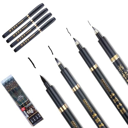 Recopilación de Plumas escribir disponible en línea. 44 4 Piezas Plumas Caligrafía, Grande/Mediano/Pequeño Tinta China Brush Ink Pen, Pinceles para Tinta China finos, Recargable Pluma Estilográfica Caligrafía, para Caligrafía...