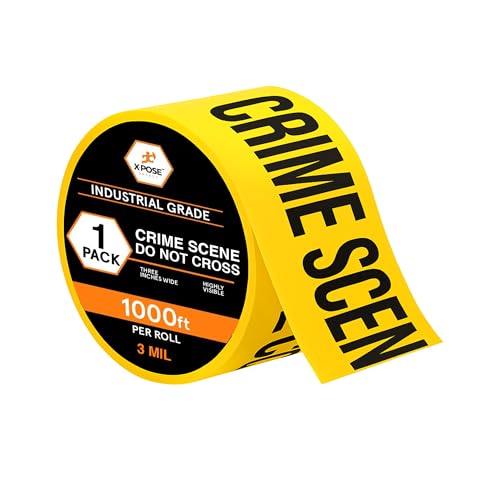 Xpose Safety 3 Mil Yellow Crime Scene Do Not Cross Tape – (1 Roll) – 3" x 1000' High-Visibility Barricade Tape for Construction Sites, Hazards, Crime Scenes