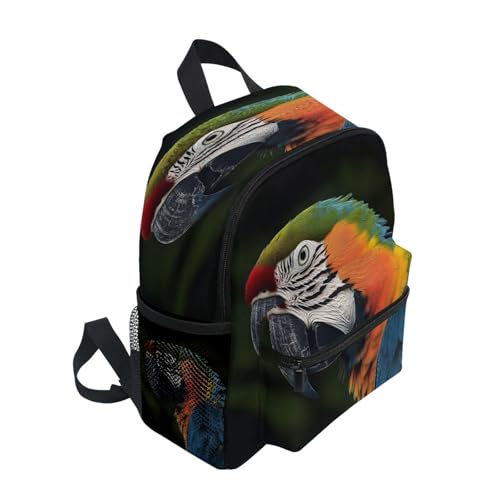 ALAZA Toddler Backpacks for Boys Girls Parrot Portrait Kids Backpack with Chest Clip and Name Tag,S2