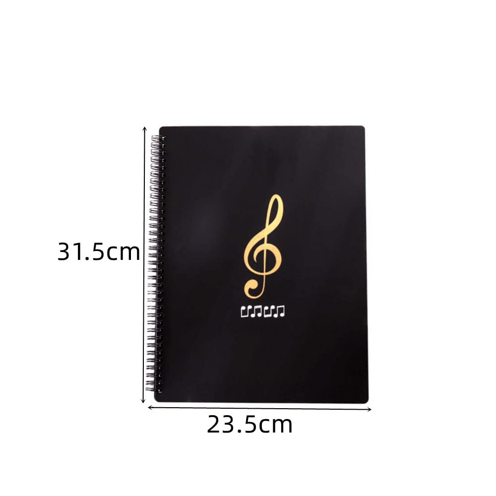 Raccoglitore per file musicali, formato A4, formato A4, per documenti, 50 páginas/100 tasche, per spartiti, pianoforte, chitarra, violino