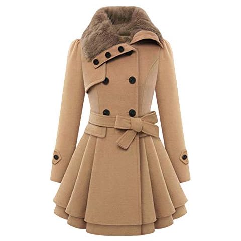 EFOFEI Womens Winter Trench Coat with Belt Cover
