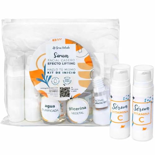 Gran Velada - Kit para hacer Serum Facial Casero con Vitamina C | Set completo con Ingredientes + Instrucciones | Cosmética Natural Casera | Efecto Antioxidante, Tensor y Humectante