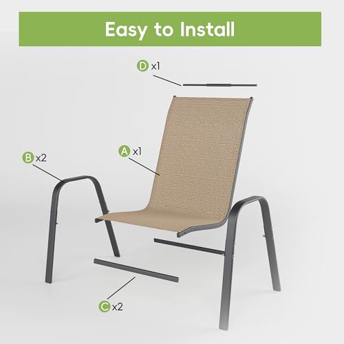 Image of Patio Chairs Set of 4, Outdoor Dining Chairs Stackable for All Weather, Breathable Metal Modern Outside Furniture Chair for Pool Side, Garden, Backyard Deck, Brown