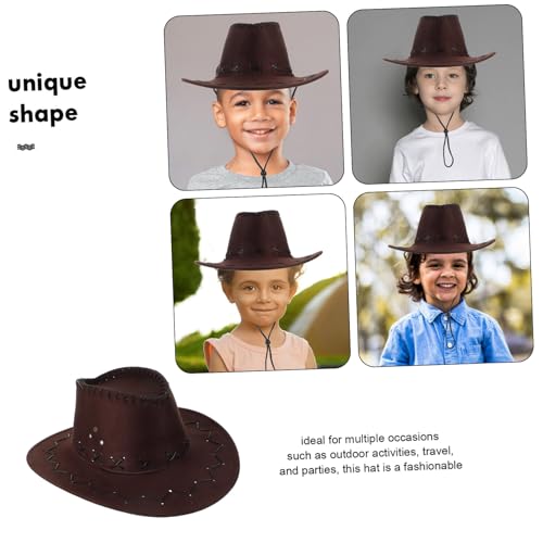 Cowboy Hat for Boys and Breathable Western Cowgirl Party Hat with UV Protection for Outdoor Activities and Travel and Comfortable Design Fits Head Coffee3