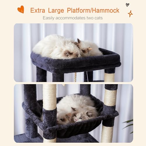 Heybly 999HCT050G Cat Tree For Large Cats 20 Lbs Heavy Duty,60 Inches Xxl Cat Tower thumb #6