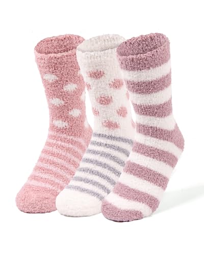 Image of Nollia 3 Pack Fuzzy and Cozy Socks for Women - Warm Fluffy & Soft Winter Christmas Socks - Various Styles