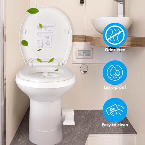 Image of AW 2 Packs Gravity Flush Toilet RV Toilet Foot Pedal 20 inch Seating Height | Motorhome Caravan Travel Trailer