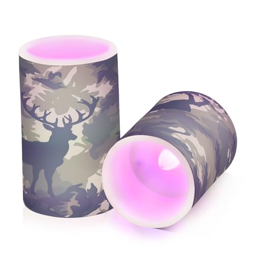 ALAZA Reindeer (30) Flickering Flameless Candles Battery Operated with Remote Timer,Tea Light Candles LED Pillar Votive Candles Set of 2 for Outdoor Indoor Decorations