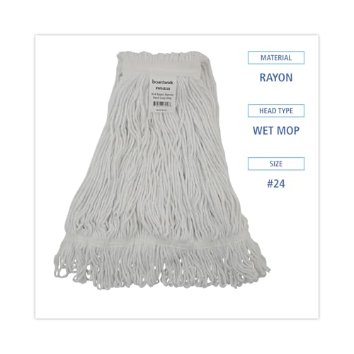 Image of Boardwalk Pro Loop Web /Tailband Wet Mop Head, Rayon, #24 Size, White, 12 /Carton
