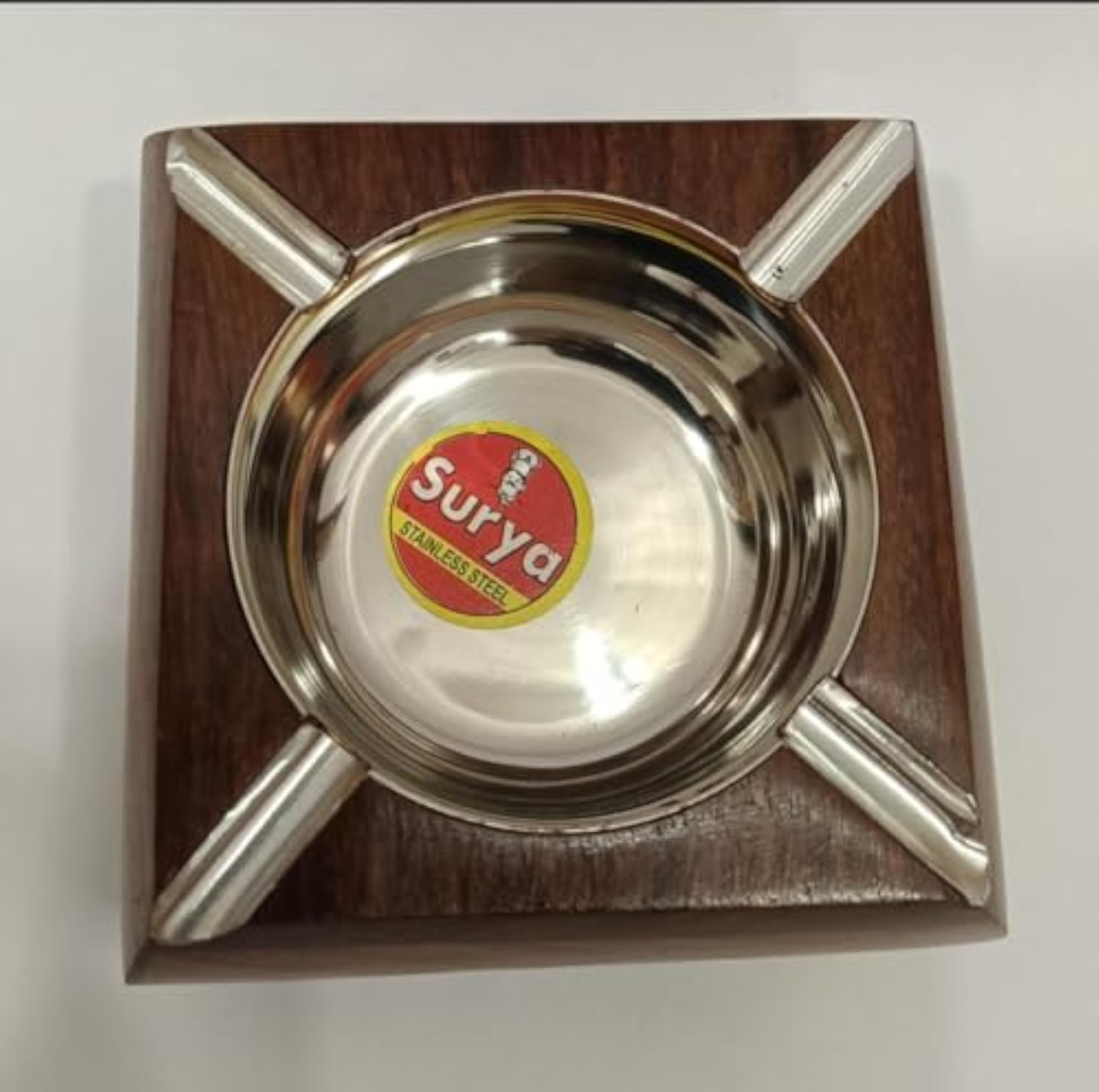 Handcrafted Wooden Ashtray with Drawer for Cigarettes