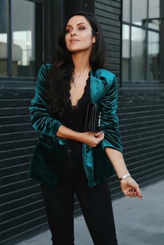 Femme blazer de costume en velours veste décontractée chic pour dîner