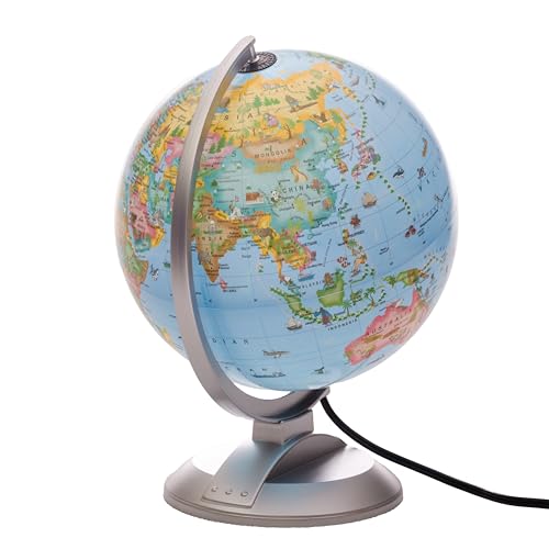 Replogle Illuminated Blue Ocean Globe 4 Kids, Kid Friendly Political Map, Dual Map, Educational Toy