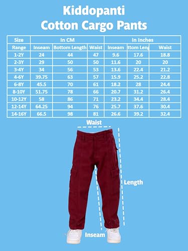 Image of Boys Cotton Full Length Front Cut Sew Cargo Pant with Bottom Tab