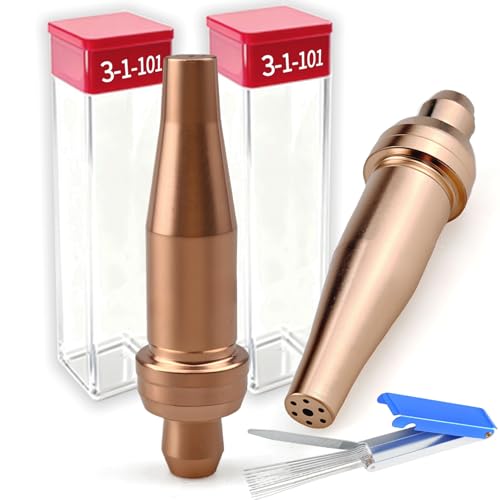 3-1-101 2PK Acetylene Cutting Torch Tips for Victor Cutting Torch Kit with Torch Tip Cleaner Cutting Torch Welding Nozzle 1-101 Serie 0-1-101 1-1-101 2-1-101 3-1-101 for V-Style Heavy Duty Torch Tip