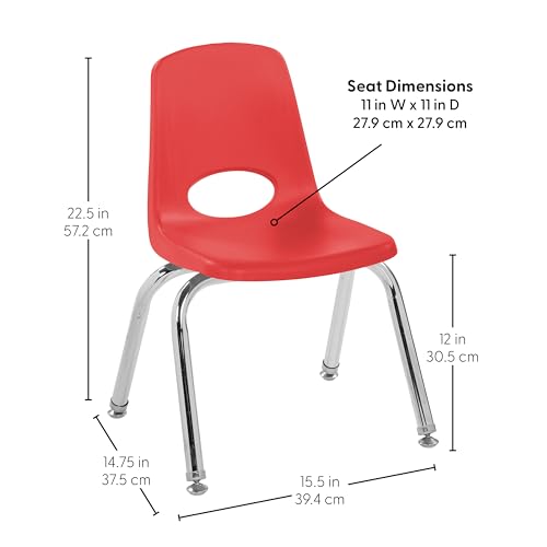 Image of Factory Direct Partners 12 inch School Chairs, Stackable Kids Classroom Chair, Set of 6 Stacking Student Chair with Swivel Glides For Preschool, Kindergarten, and Early Learning Centers, Assorted Colors