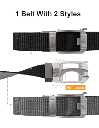 JUKMO Men's Reversible Ratchet Belt - 2 Styles in 1, No-Hole Adjustable Web Belt for Golf, Business & Everyday Wear4