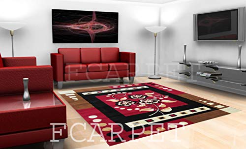 Image of Fine Quality Velvet Touch Rectangular Carpet 150X200 Cm(5X7 Feet) Red Multi