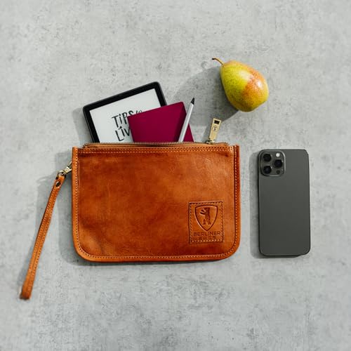 BERLINER BAGS Vintage Genuine Leather Document Organizer Theo M, Passport Holder and Travel Wallet - Brown2