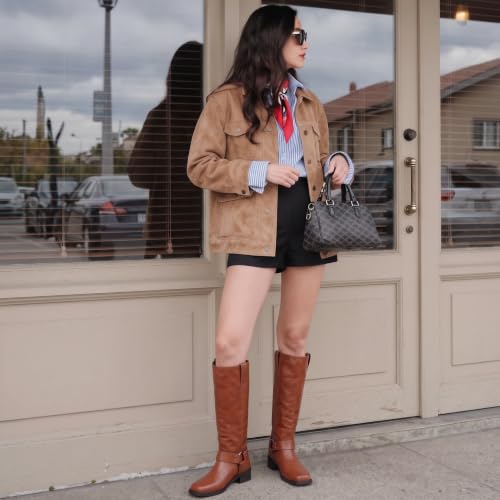 Image of Women's Knee High Moto Biker Buckle Boots
