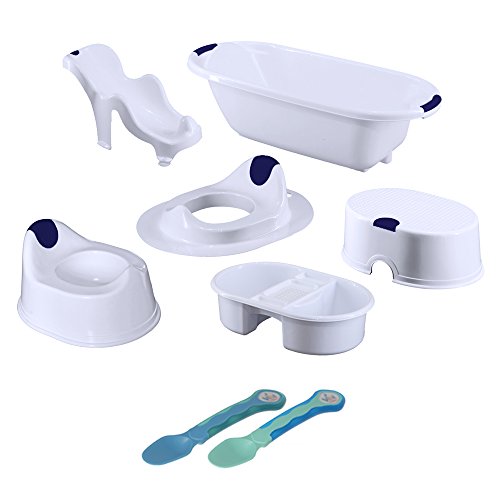 Vital Innovations 06051-01 Bad Hygiene-Set 7-Teilig, weiß/blau