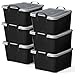 Life Story Black Stackable Closet & Storage Box 55 Quart Containers, (6 Pack)