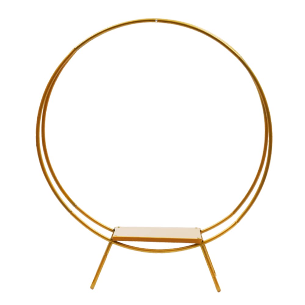 Arco de boda Soporte para tartas, soporte de flores, arco redondo de globo, decoración de boda, decoración de metal redondo, arco de trauma, soporte para tartas, para bodas, oro, 80 x 93 cm