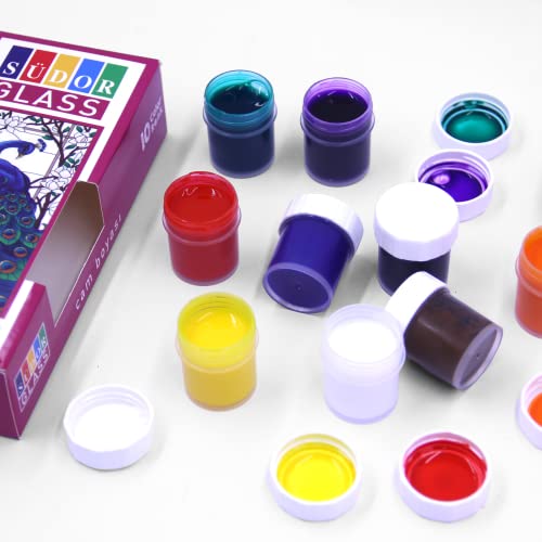 SÜDOR Glass Color SD322S - Set di colori per vetro, 10 colori, 20 ml (in nuovi flaconi) - 2
