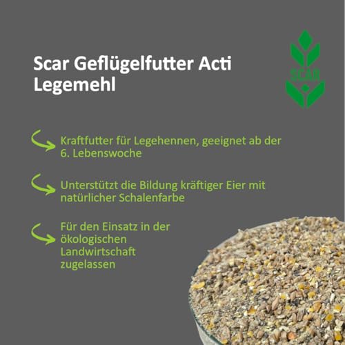 Scar Öko Bio Legemehl 25 kg Acti Hühner Futter Hennen Eier Protein Körner