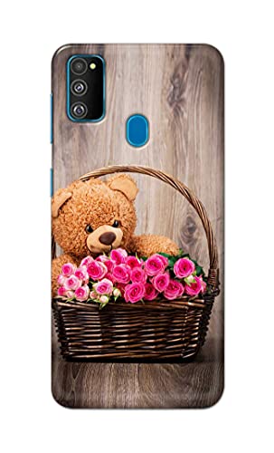 Image of PRINTFIDAA Roses and Teddy Bear in The Wicker Hard Back Cover for Samsung M30s / Samsung M21, SM-M307FN / DS, SM-M307F / DS Back Cover -(P6) KAT1004