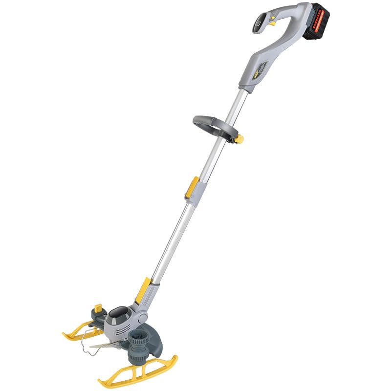 Cordless Electric Weed Eater, Grass Trimmer, Tank Wheel Mower Cutter, 5 Levels Up and Down Adjusted, Side Wheel Design, with 90°Adjustable Head, 38cm Adjustment Telescopic Pole