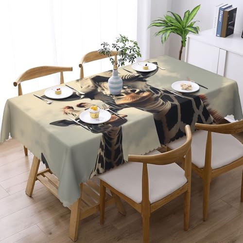 Nappe d'extérieur lavable imprimé girafe rétro pour table rectangulaire durable