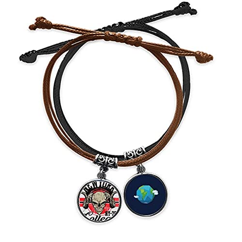Pulsera de cuero tierra con esqueleto de Nueva York para conciertos y moda urbana