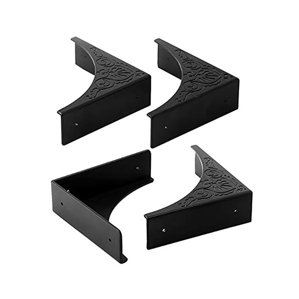 Miuphro Antique Zinc Alloy Box Corner Protector Edge Safety Guard Cabinet Furniture Corner Bumpers Pack of 4 (Black)