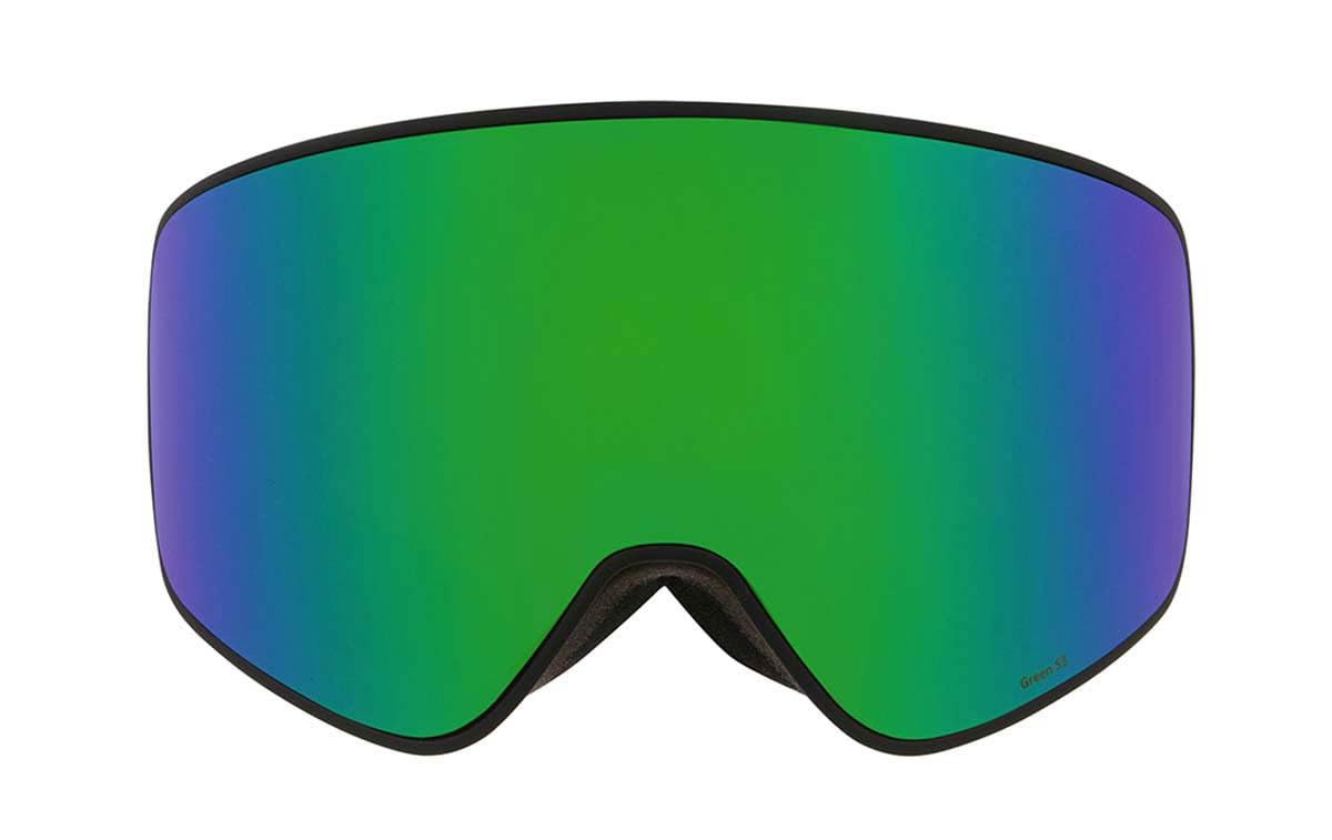 Red Bull SPECT RUSH 18GR3 Occhiali da sci – Nero opaco con lenti a specchio marrone/verde, unisex, 100% protezione UV, anti-appannamento e anti-graffio, compatibile con casco