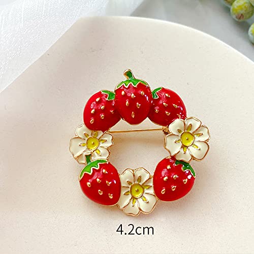 Image of Enamel Fruit Strawberry Brooch Pin,Cute Daisy Flower Lapel Pin Summer Strawberry Badge Brooch Suit Pin Shirt Studs Jewelry for Women Girls